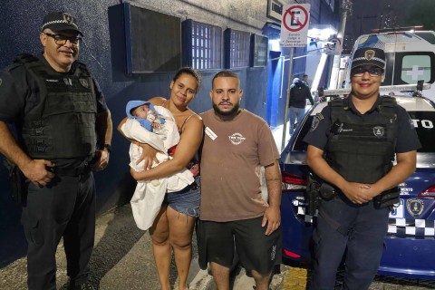 GCM salva bebê de 34 dias com manobra de desengasgo na Vila Leonor